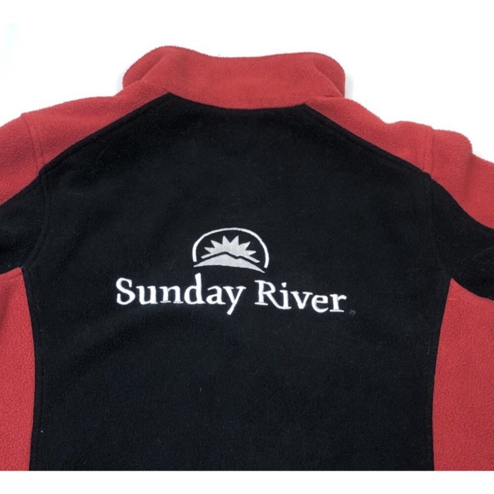 LL Bean Mens Sunday River Ski Resort Black & Red Fleece Full Zip  Jacket Medium - Picture 9 of 10